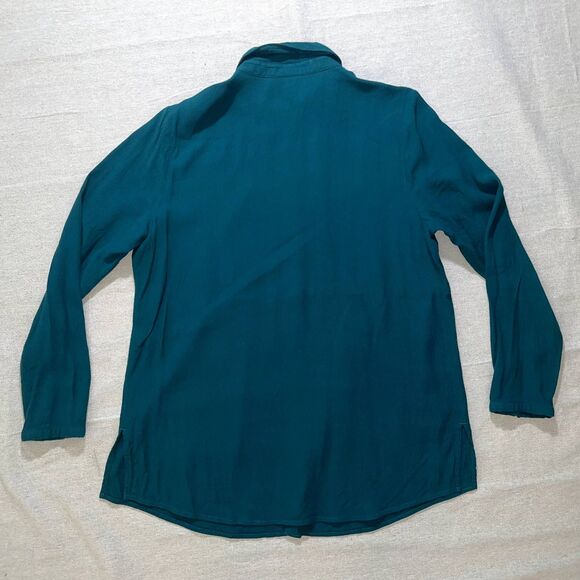 J. Jill | Dark Teal Pleated Button Up Crepe Top | Large - Picture 2 of 9
